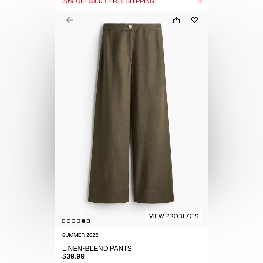 H&M Linen Blend Pants Sz 14 NWT